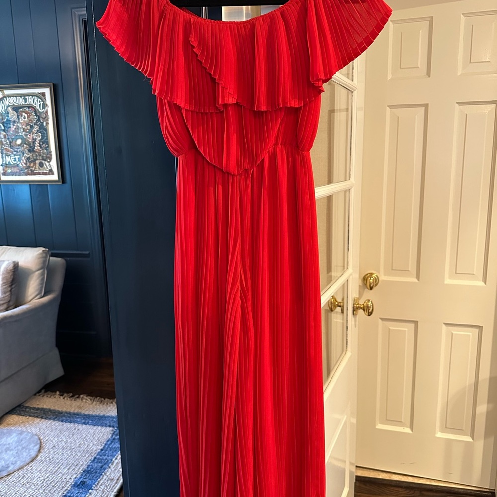 Red Off-Shoulder jumpsuit